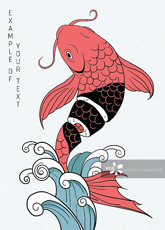 抽象插图红鱼配寿司图片素材