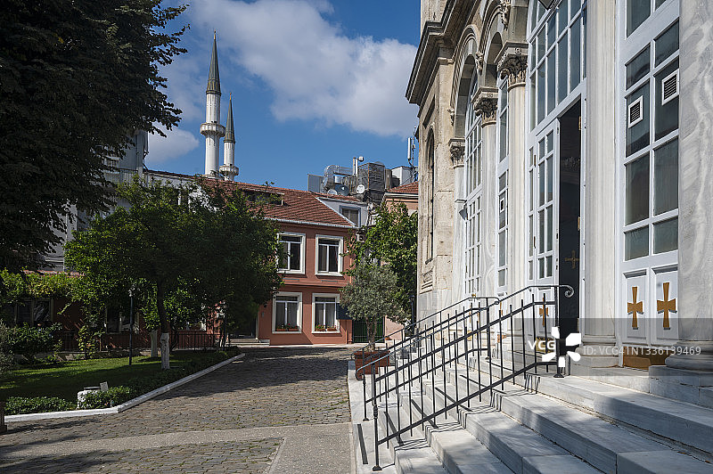 伊斯坦布尔塔克西姆希腊东正教教堂。图片素材