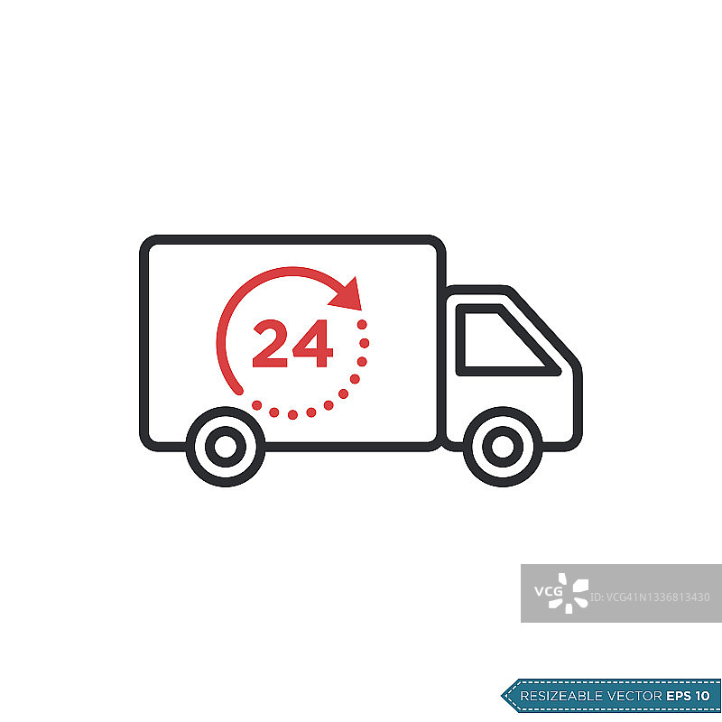 24/7送货服务，物流卡车图标模板平面设计图片素材