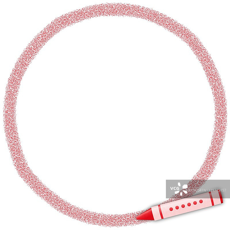 用蜡笔画的红色圆形框架图片素材