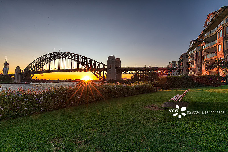 日落时分的悉尼海港大桥。图片素材