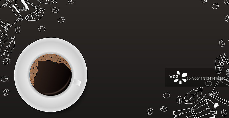 咖啡背景与现实的咖啡杯-向量图片素材