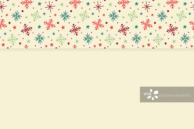 圣诞背景与手绘雪花。向量图片素材
