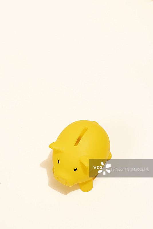 彩色背景上的黄色小猪储蓄罐图片素材