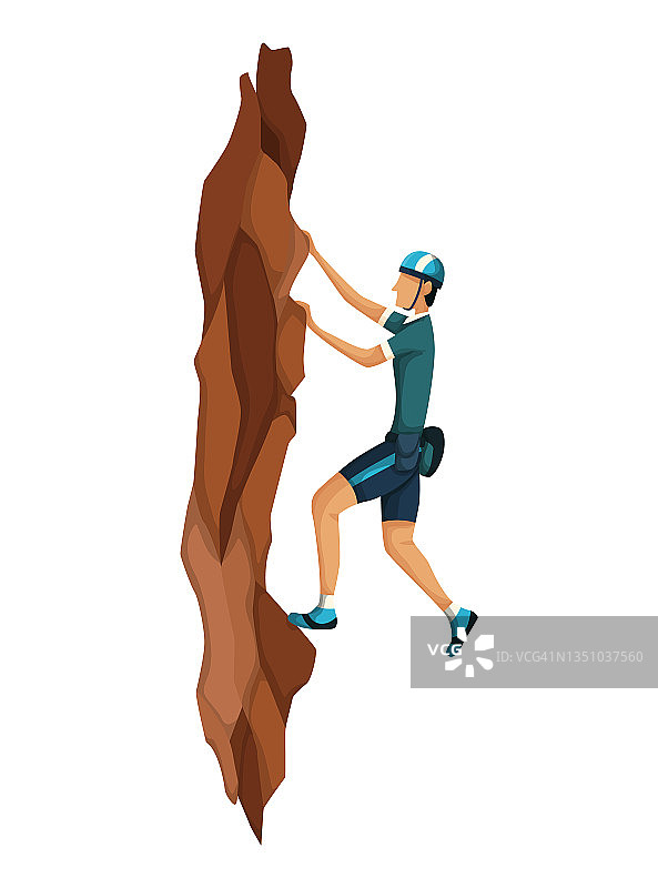 爬山。用专业设备攀登岩山的人。抱石运动。游戏场景隔离在白色背景上图片素材