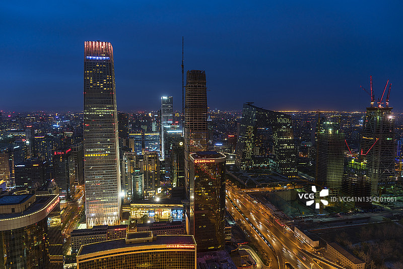 北京金融地平线的黄昏，北京，中国图片素材