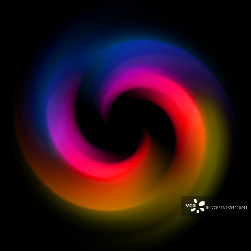 振动漩涡螺旋抽象运动速度模糊蓝红黄在黑色背景图片素材