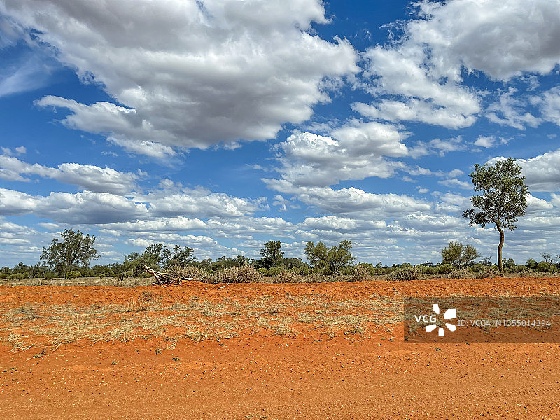 红色的土路和树木，澳大利亚内陆的乡村图片素材
