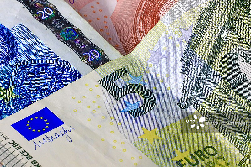 色彩斑斓的欧元资金图片素材