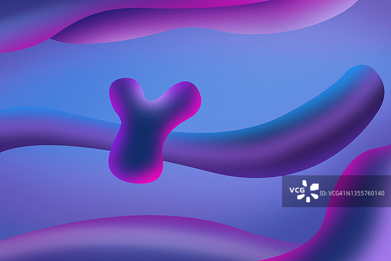 液体波三维物体在蓝紫色的背景图片素材