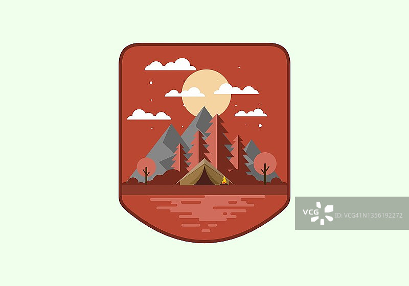 彩色平插图的山地露营设计图片素材