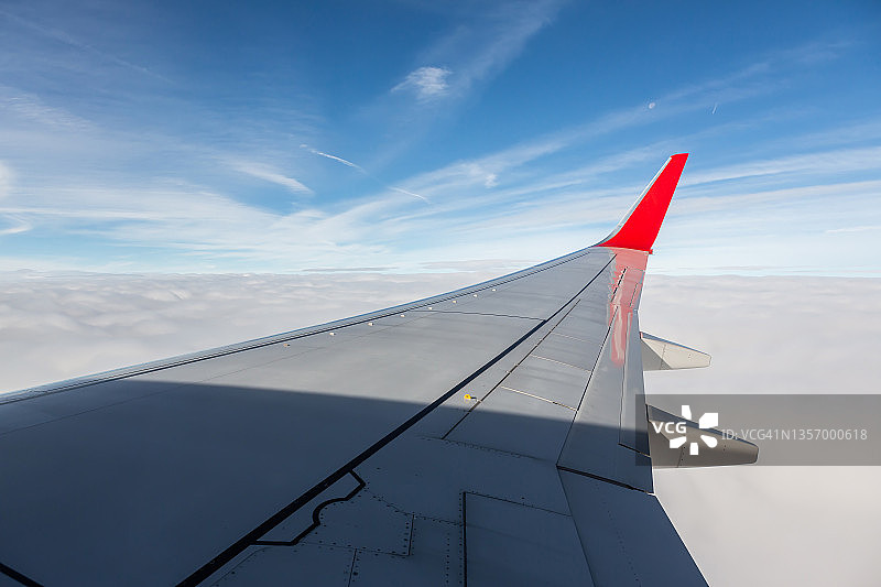 飞机机翼在云层之上图片素材