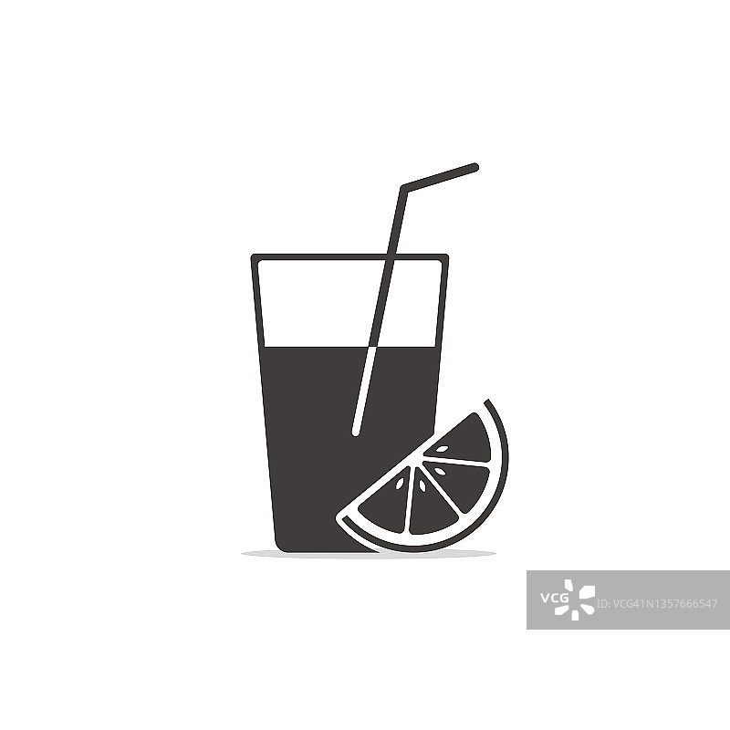 橙汁水果玻璃图标，矢量饮料符号孤立的插图图片素材