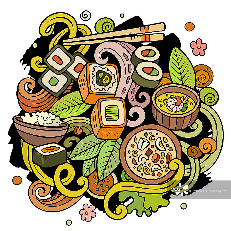 卡通矢量涂鸦日本食品插图图片素材
