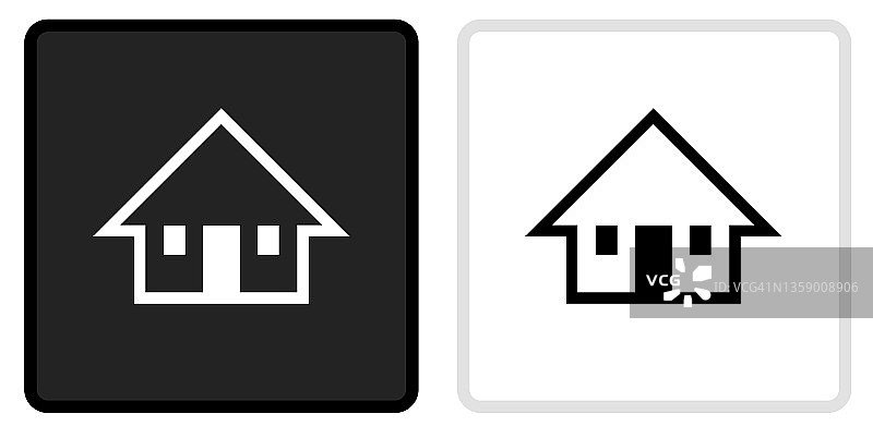 房子图标上的黑色按钮与白色翻转图片素材