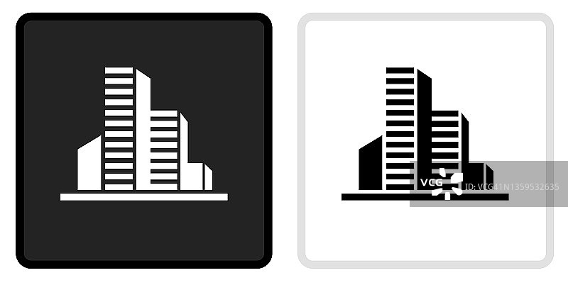 建筑物图标上的黑色按钮与白色滚动图片素材