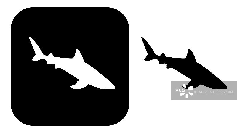 黑白鲨鱼图标图片素材