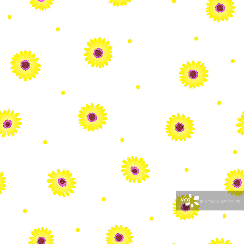 黄色的雏菊和黄色的圆点。图片素材