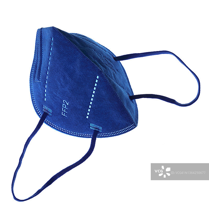 蓝色FFP2或N95口罩，用于预防Covid-19。图片素材