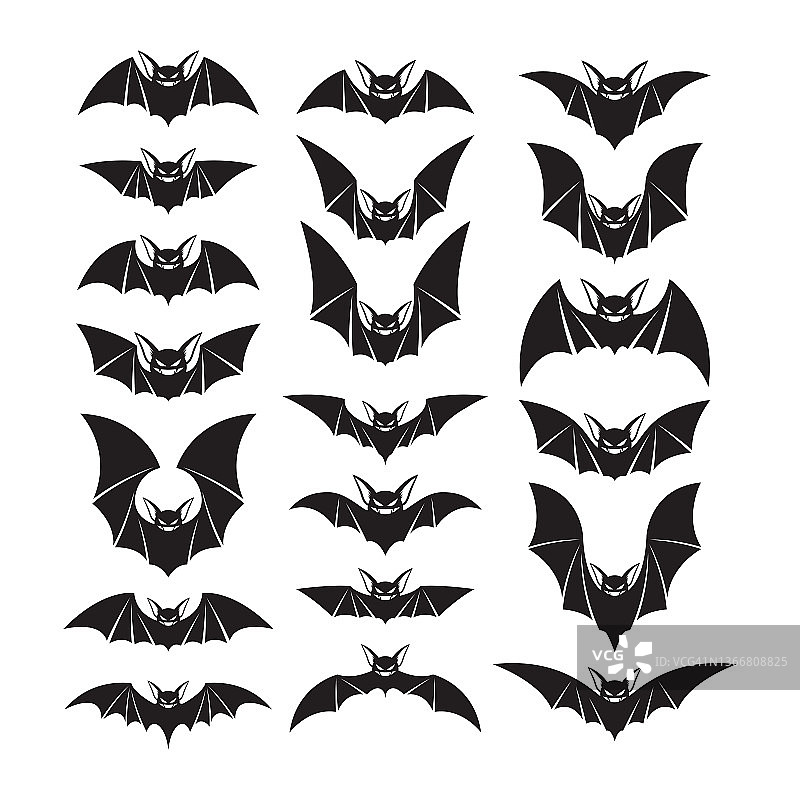 一组蝙蝠剪影图片素材