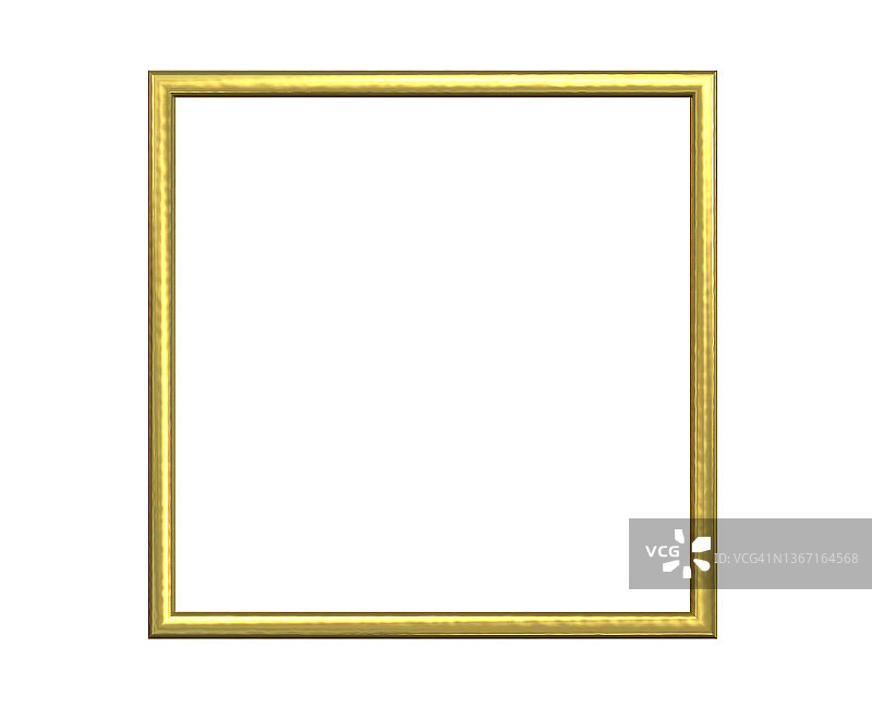 3 d演示。金色框架孤立在白色背景上。图片素材