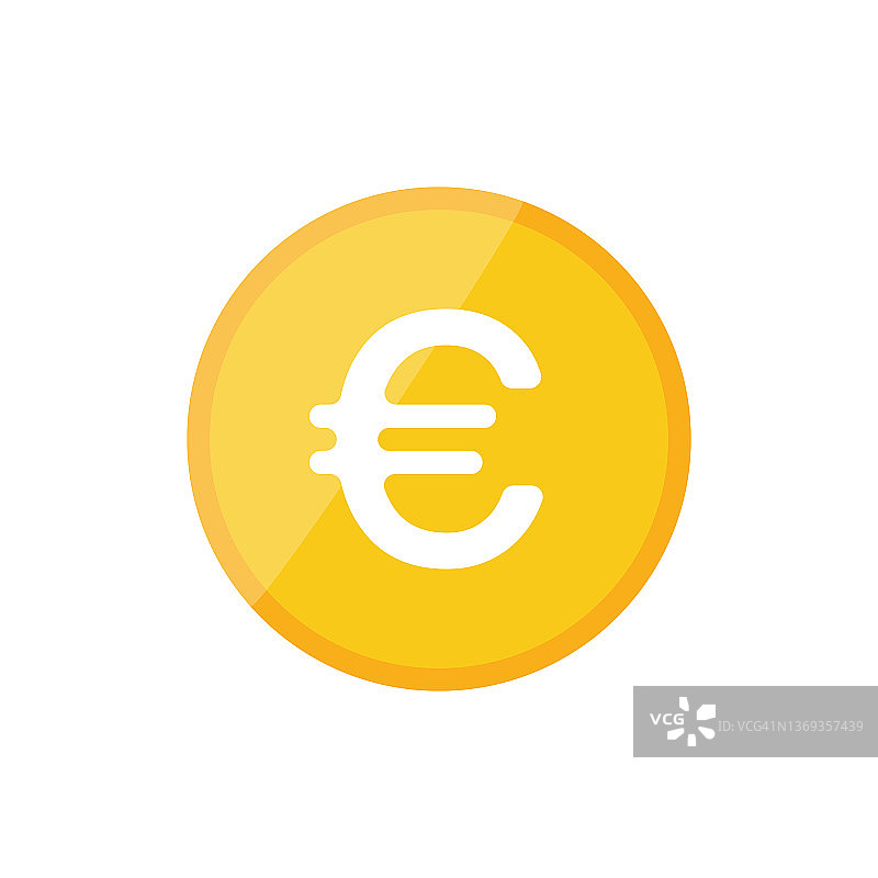 欧元硬币的图标。货币和货币。向量。图片素材
