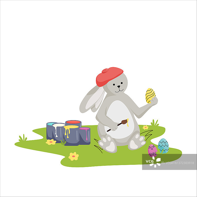 复活节快乐。兔子画复活节彩蛋图片素材