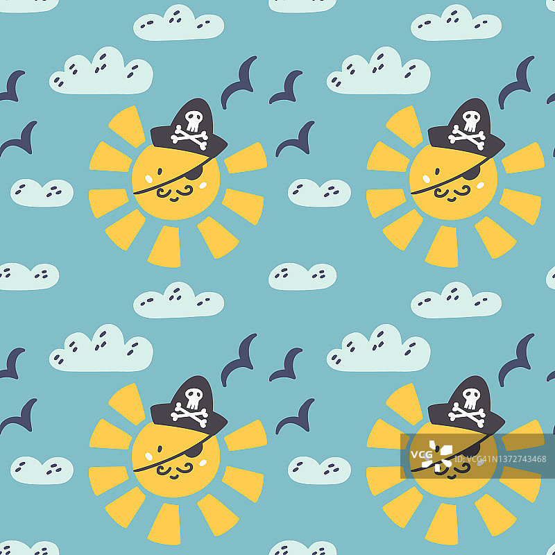 无缝图案海盗太阳云图片素材