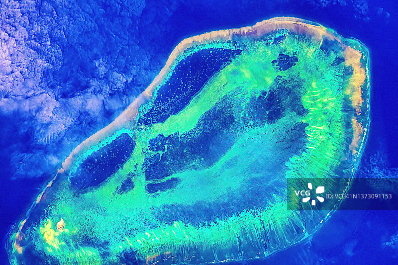 从太空看到的珊瑚礁区域图片素材