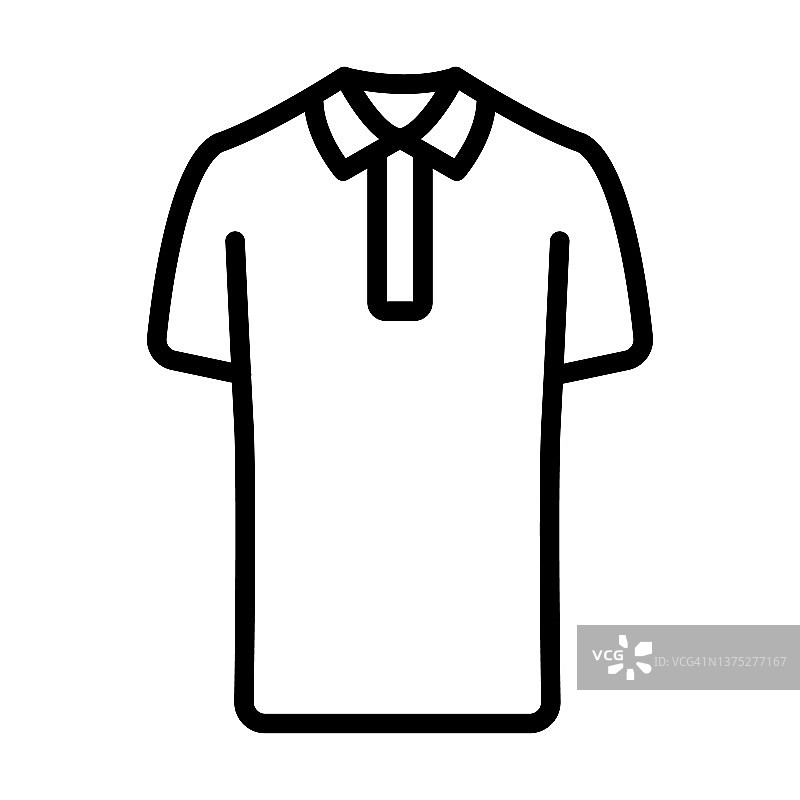 棉质polo衫的图标从衣服收集。薄线性棉polo衫，棉，纺织品轮廓图标孤立在白色背景。线向量棉polo衫标志，网络和移动的符号。图片素材