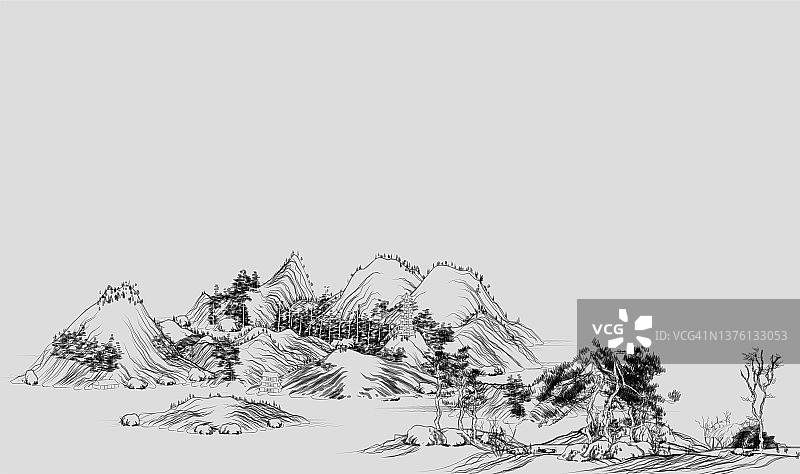 中国山水画的载体，山水画图片素材