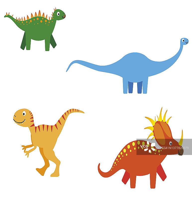 各种恐龙的矢量艺术品:脱剑龙，梁龙，异特龙，Styracosaurus。图片素材