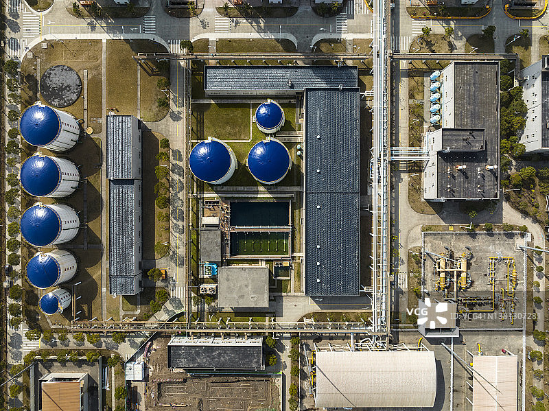 天然气火力发电厂鸟瞰图图片素材