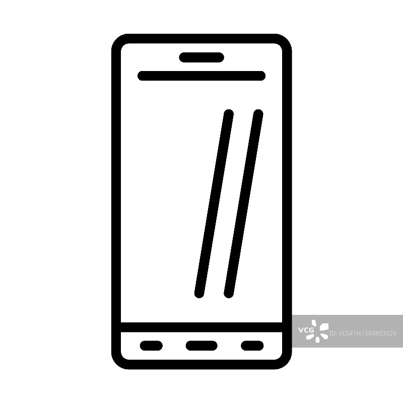 手机图标从电子设备收集。薄线性电话，通讯，电话轮廓图标孤立在白色背景。线矢量手机符号，网络和移动符号。图片素材