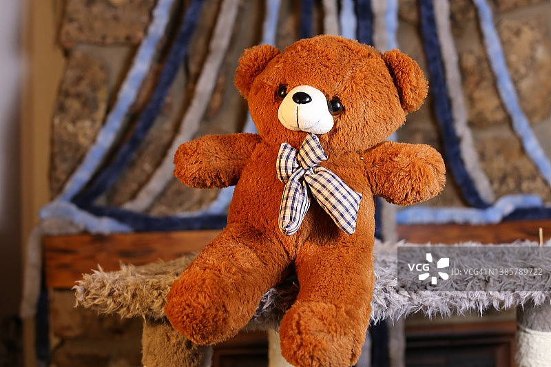 棕色的泰迪熊，带着很酷的领结图片素材
