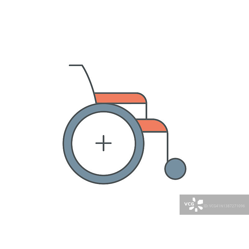 轮椅平线图标与可编辑的笔画图片素材