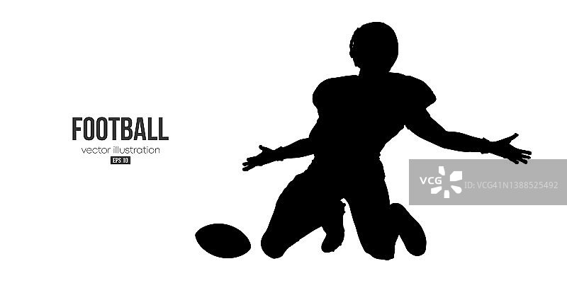 抽象的轮廓，一个美国足球运动员在行动，孤立的白色背景。矢量图图片素材