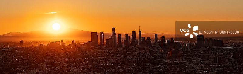 空中全景彩色美国日出洛杉矶图片素材
