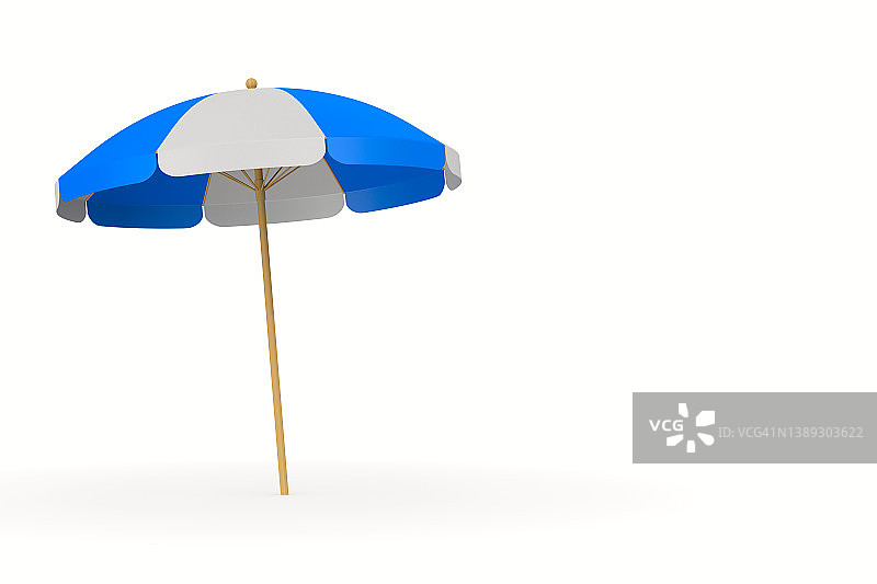 沙滩伞在白色的背景。孤立的3 d演示图片素材