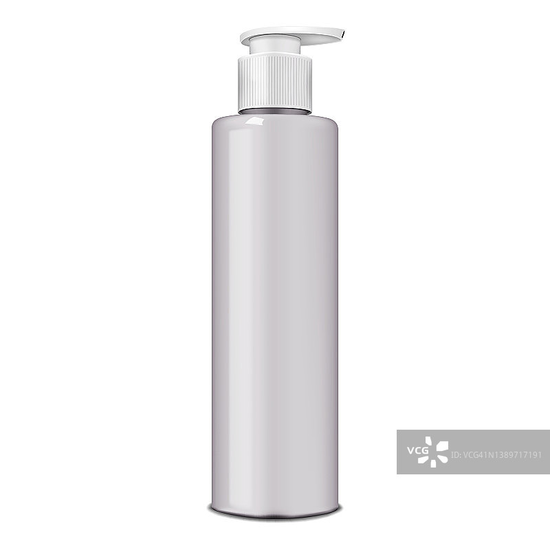 化妆品瓶与泵分配器，现实的模型。美容产品容器孤立在白色背景，矢量模型。模板设计图片素材