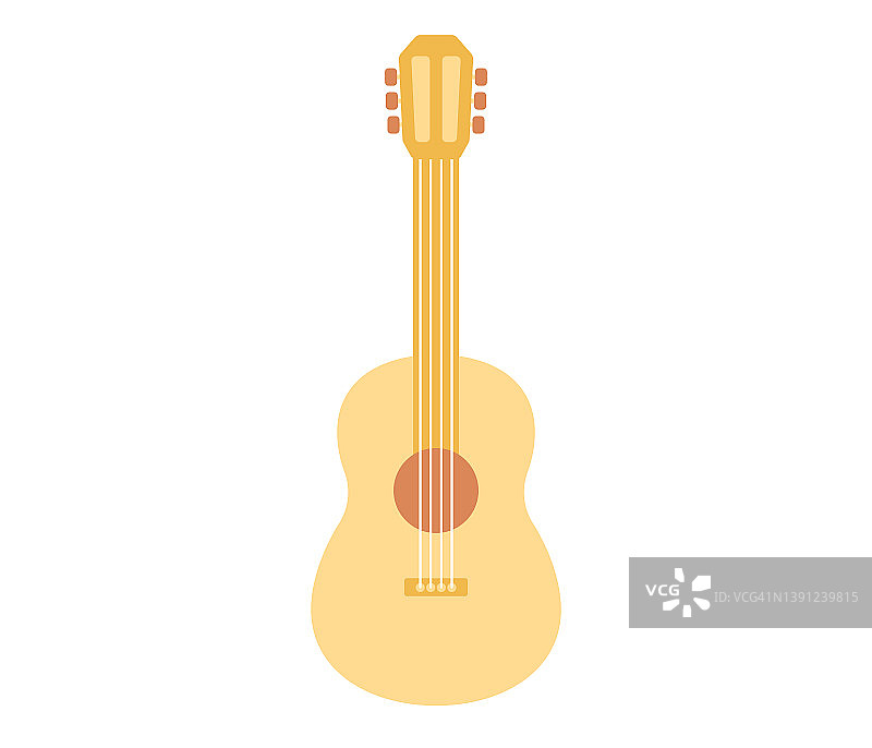 古典木吉他的图标。音乐弦乐器。矢量平面插图图片素材