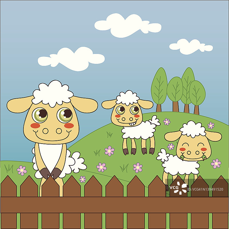 婴儿羊吃草图片素材