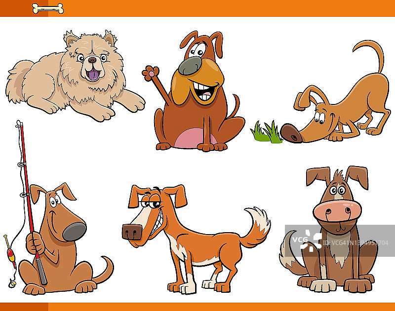 卡通狗和小狗动物滑稽的人物设定图片素材