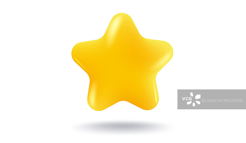 矢量图标的一个黄色的星星在3D风格。游戏成就或网站用户评价反馈。在现实的3d风格的星星的插图。图片素材