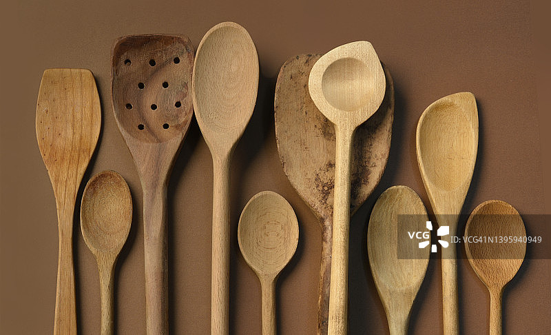 木头厨房勺子图片素材