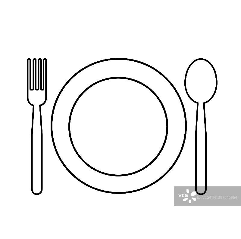 简单的勺子和叉子图标矢量插图图片素材