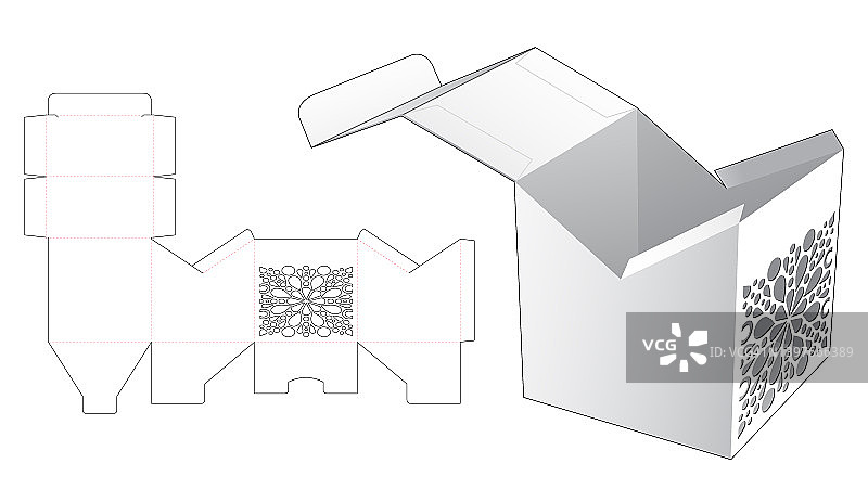 包装盒与模板曼荼罗窗口模切模板和3D模型图片素材