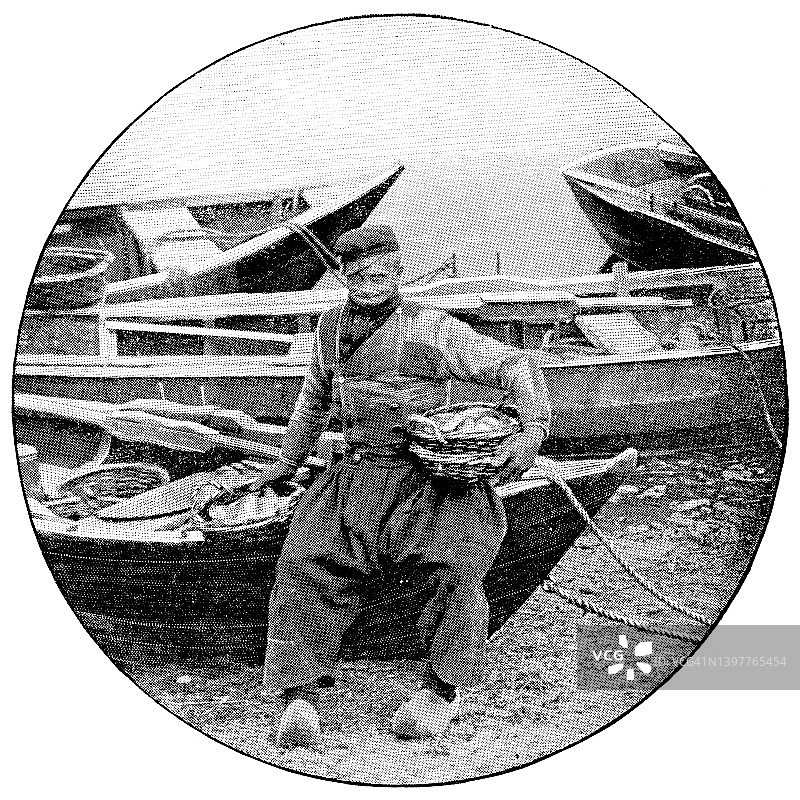 斯海弗宁根的渔夫，荷兰——19世纪图片素材