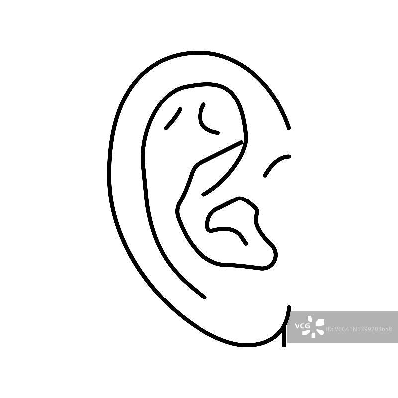 耳朵头部部分线条图标矢量插图图片素材