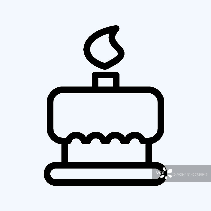 图标的生日蛋糕。适合面包店的标志。行风格。简单的设计可编辑。设计模板向量。简单的说明图片素材